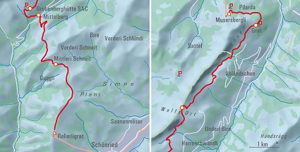 Wanderkarte: Jaunbach im Berner Oberland wandern