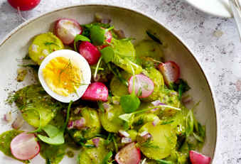 Grüner Kartoffelsalat mit Radieschen