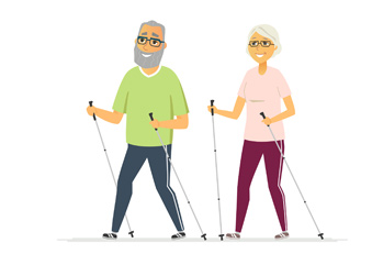 Grafik: Paar beim Nordic Walking