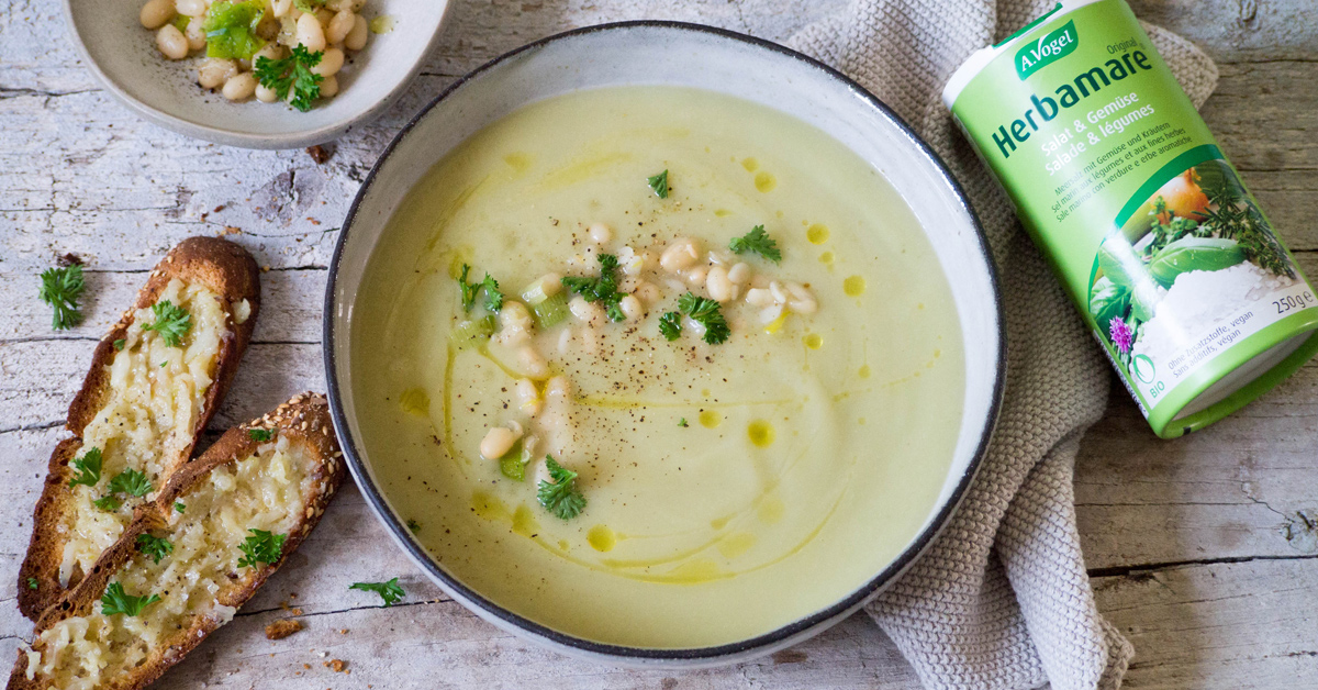 Weisse Bohnensuppe mit Knoblauchbrot | A.Vogel